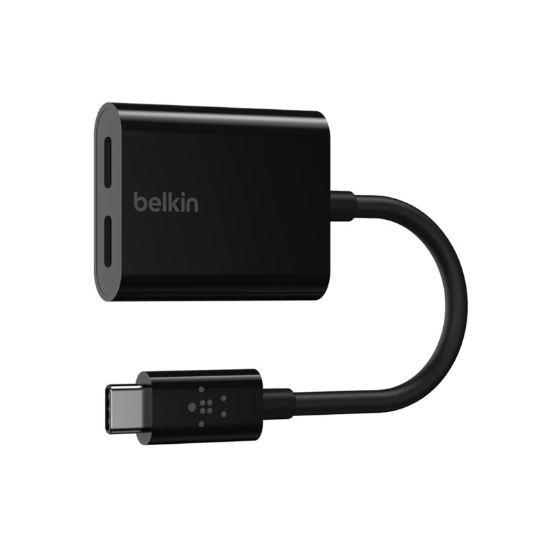 Belkin RockStar USB-C Audio + Charge Adapter - Black - كابل